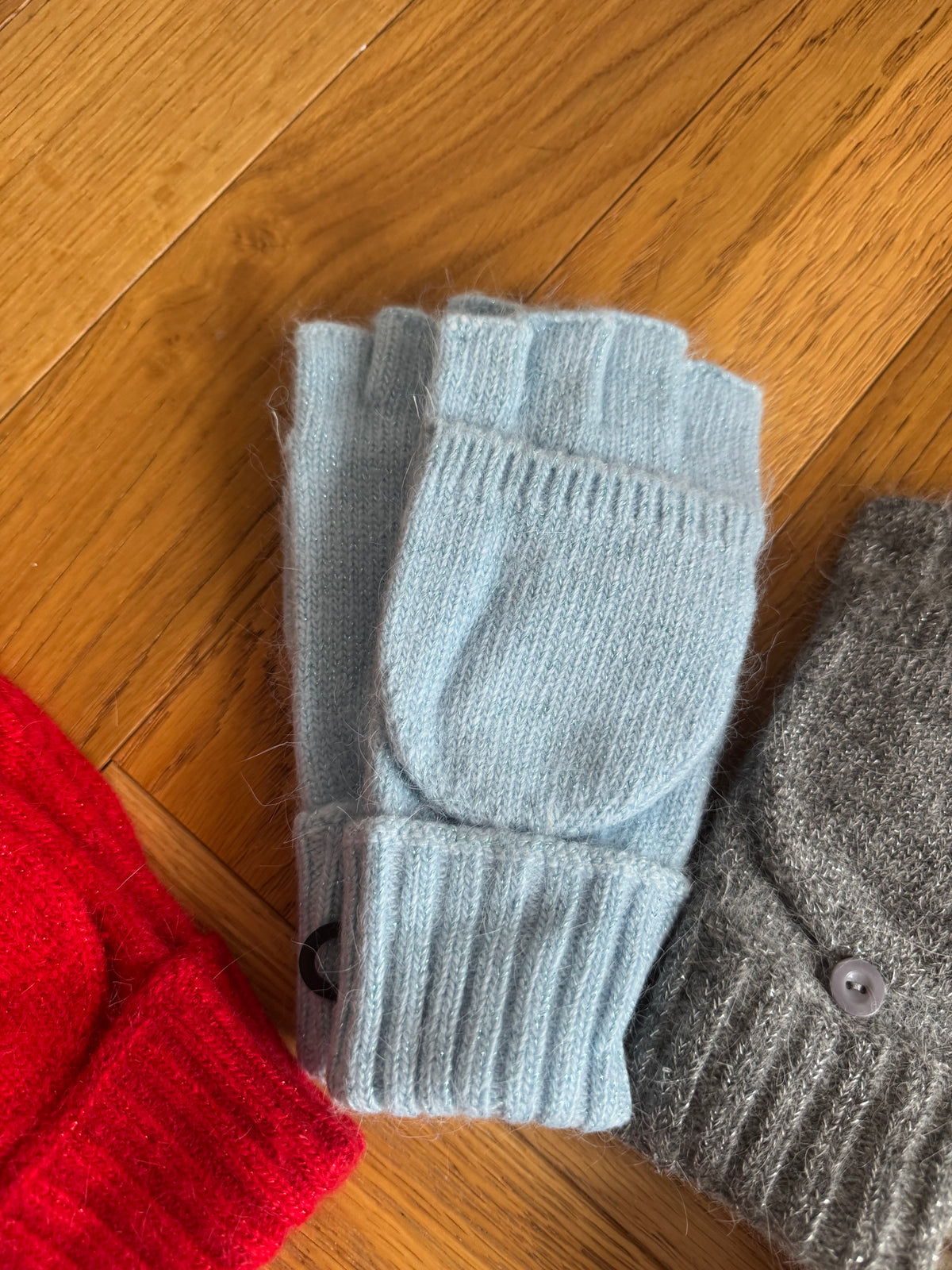 Fingerless Gloves with Flip Cover - subtle sparkle