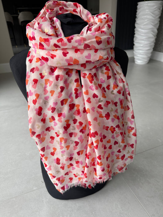 Heart with Gold Foil Print Scarf