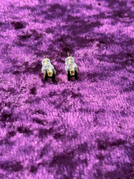 Black H Stud Earring