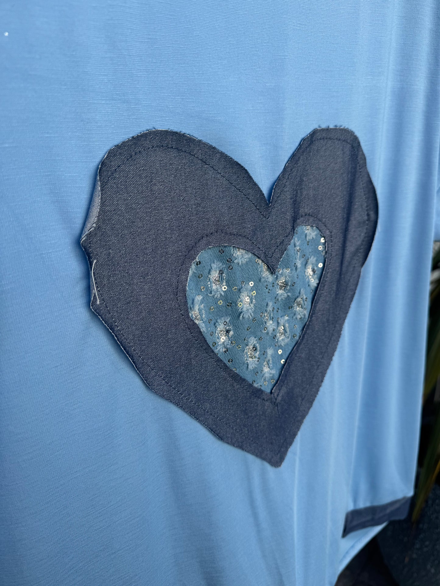 Denim Heart Top