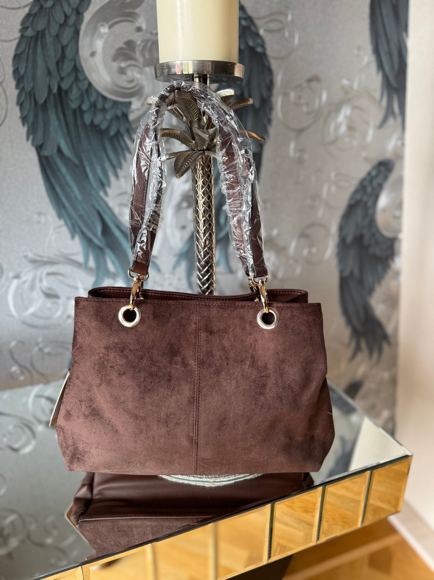 Vegan Suede Trio Handbag