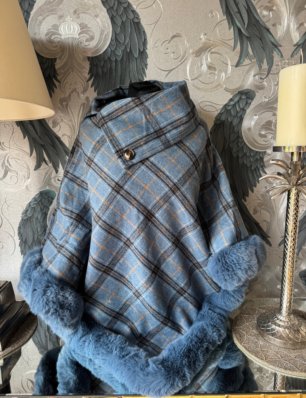 Fleece Lined Tartan Poncho