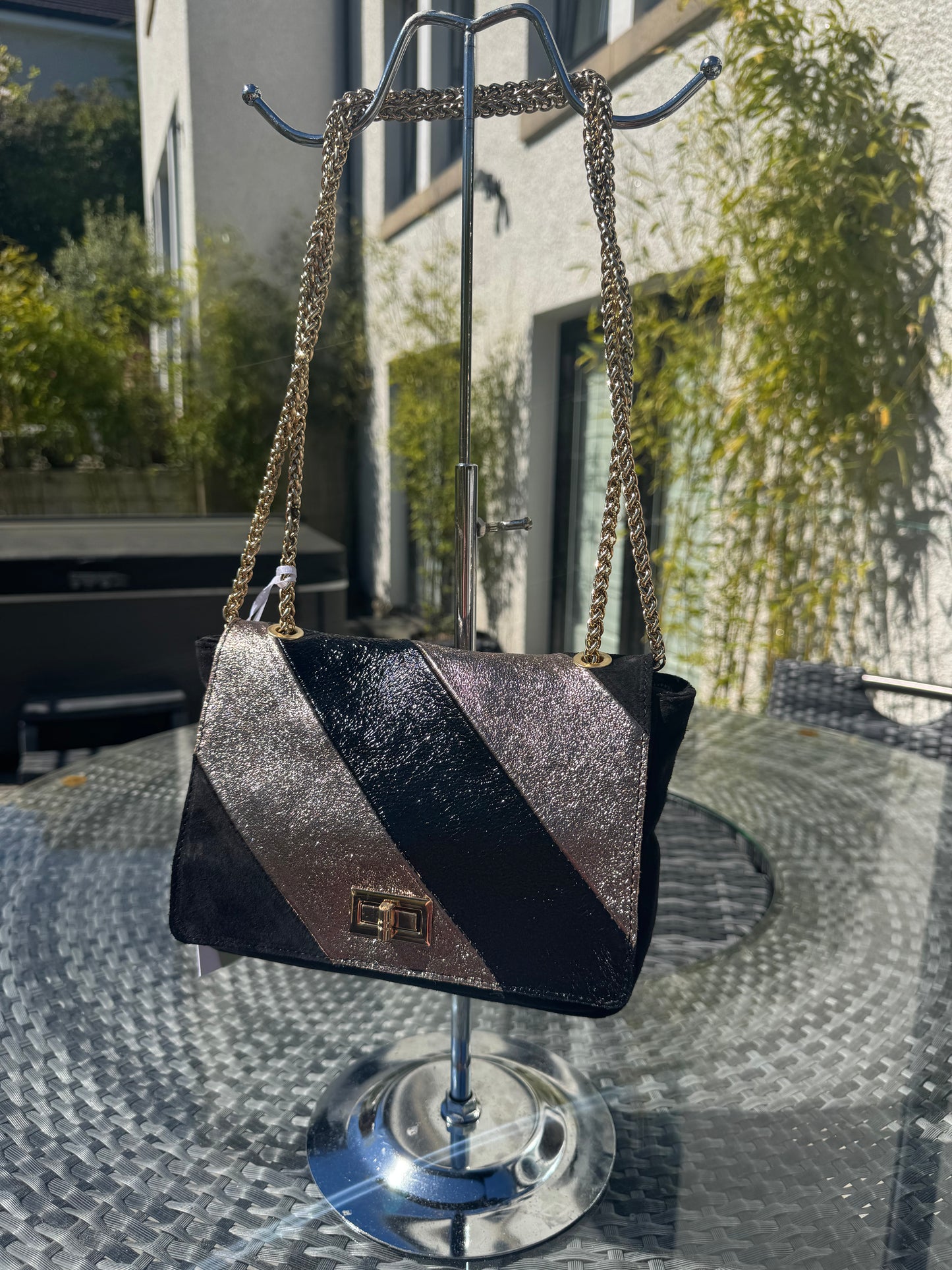 Limited Edition Suede and Leather Metallic Bag
