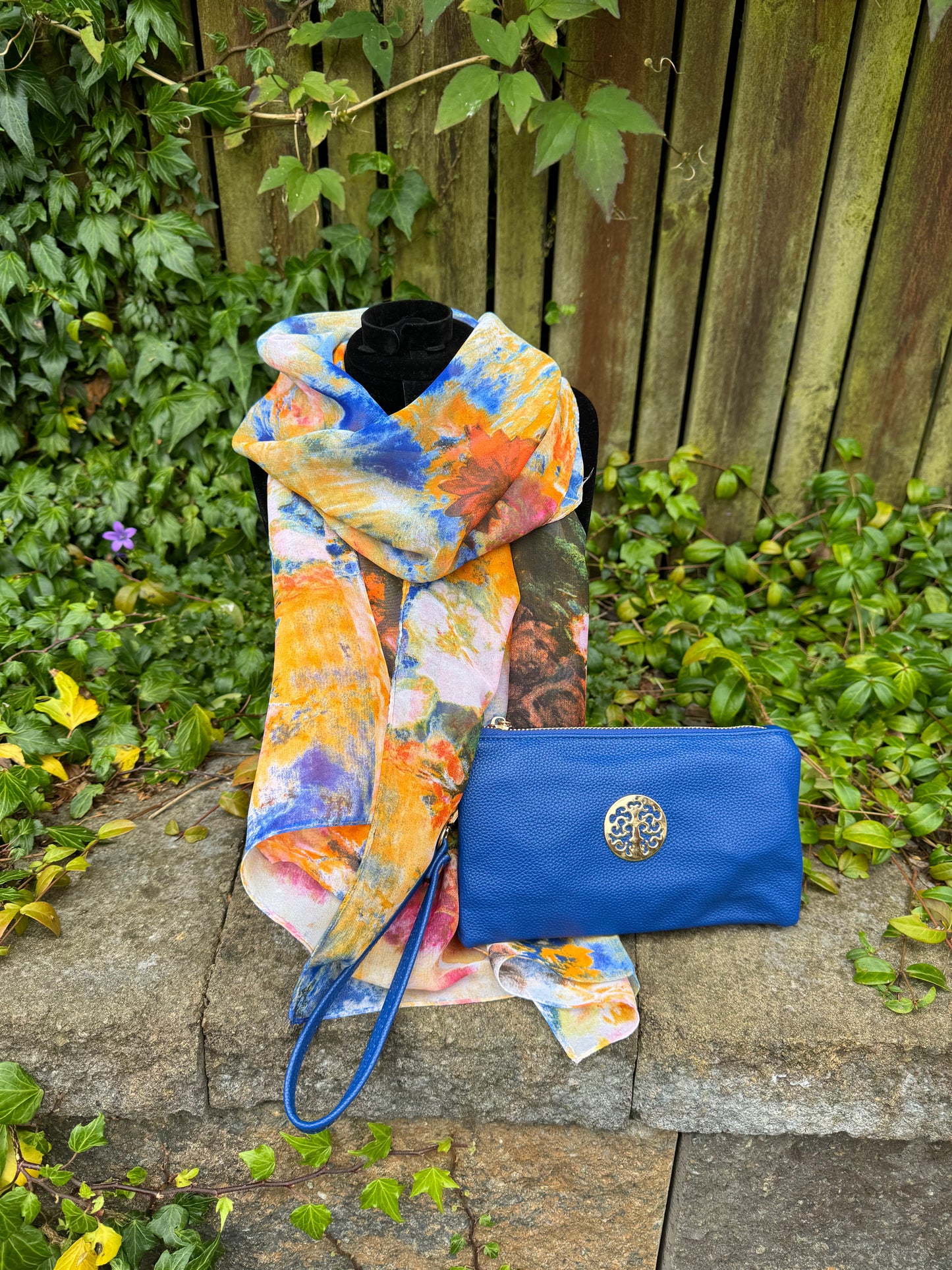 Orange and Blue Thin Scarf