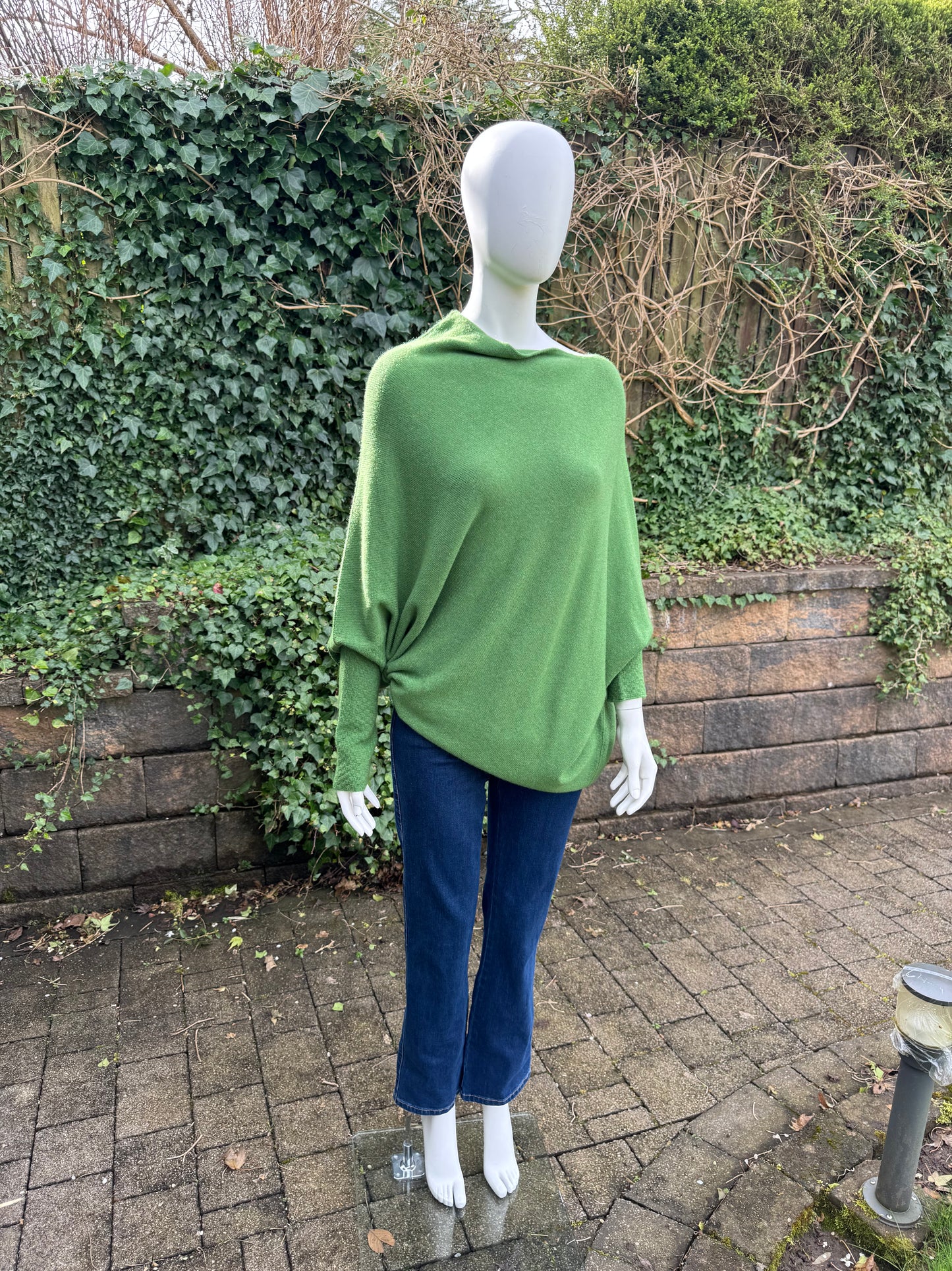 Asymmetrical Jumper with Waffle Sleeve