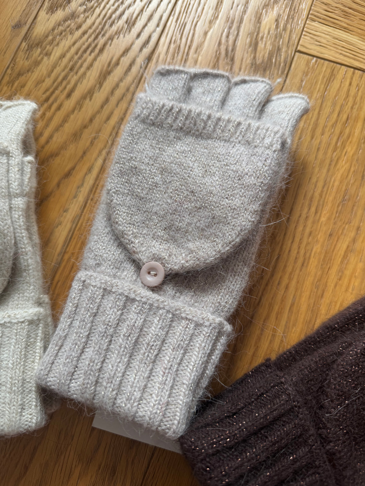 Fingerless Gloves with Flip Cover - subtle sparkle