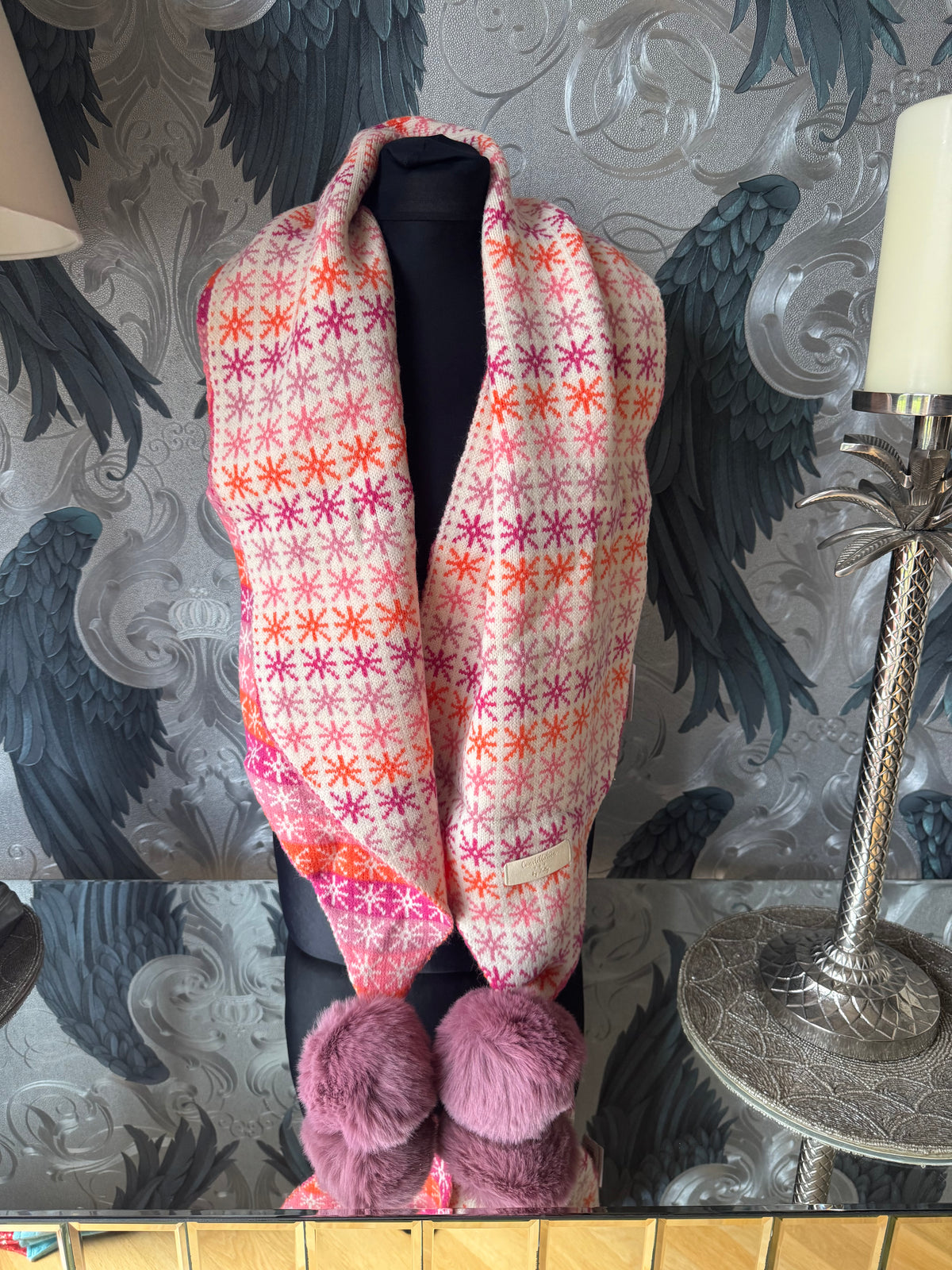 Pom Snowflake Scarf