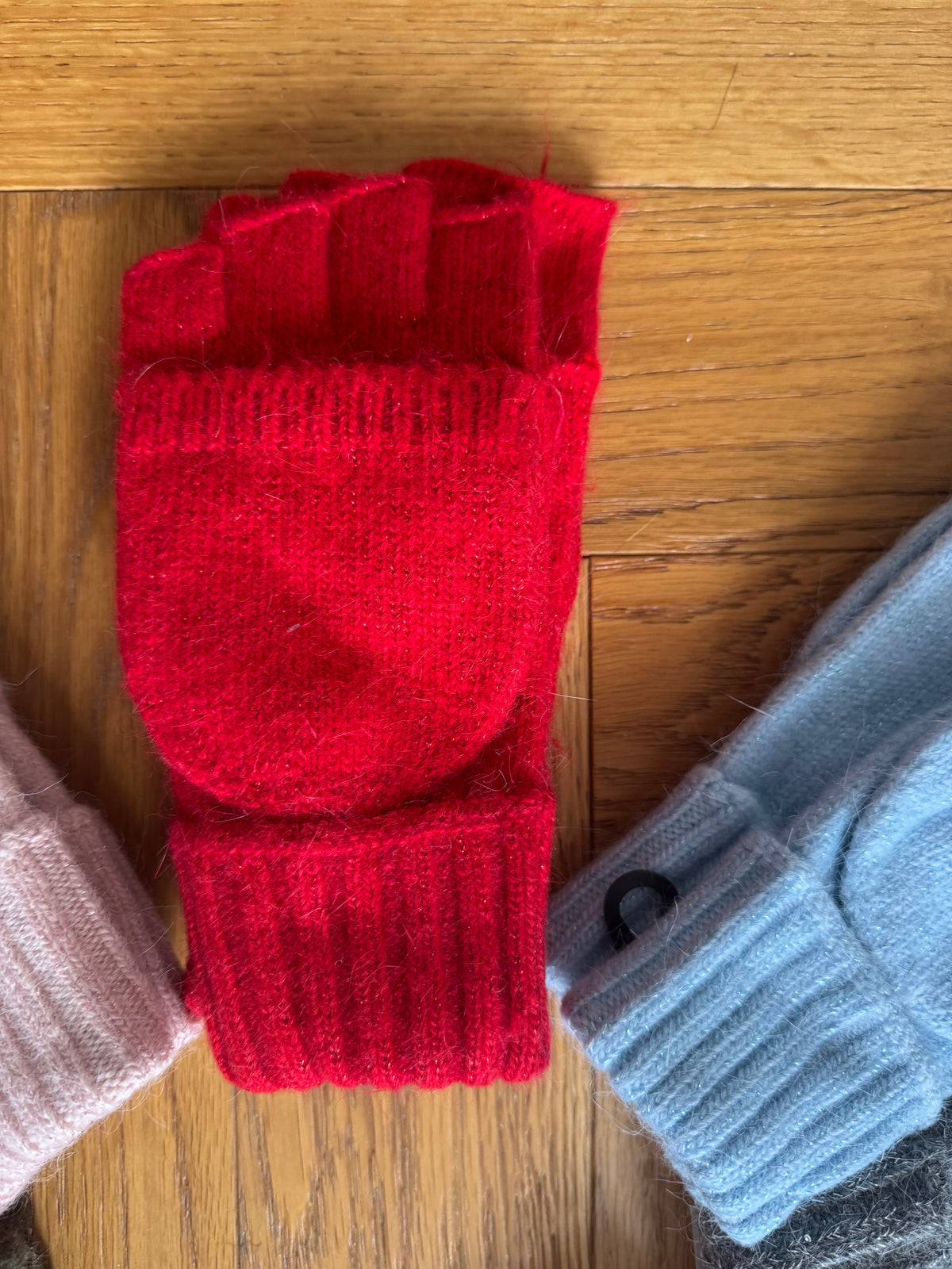 Fingerless Gloves with Flip Cover - subtle sparkle
