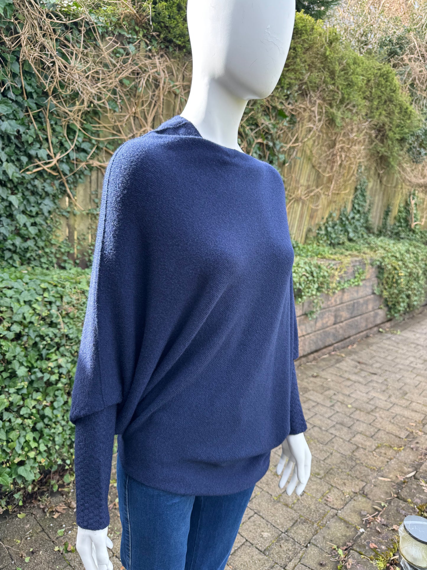 Asymmetrical Jumper with Waffle Sleeve