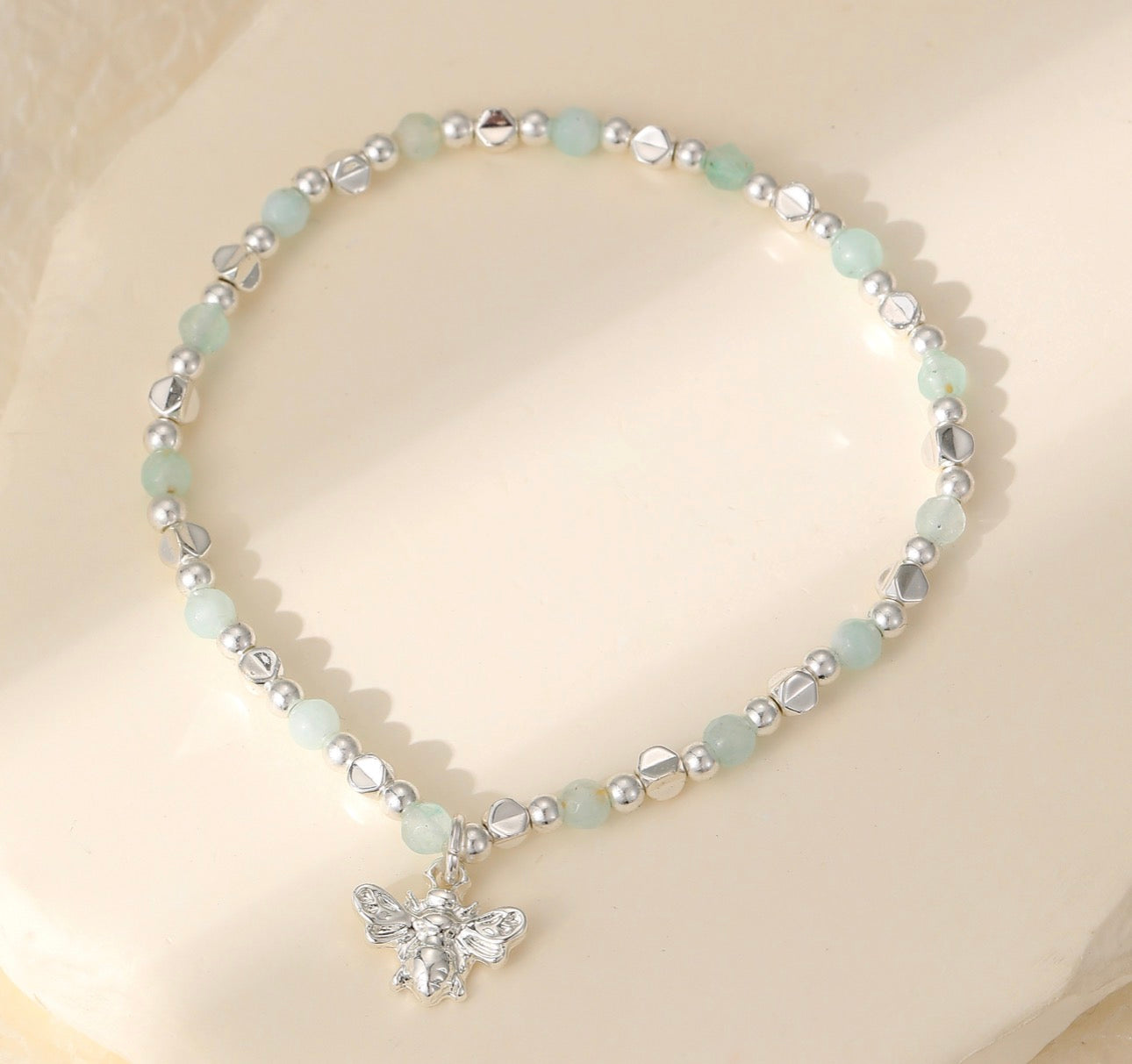 SS26 Silver and Mint Bee Bracelet