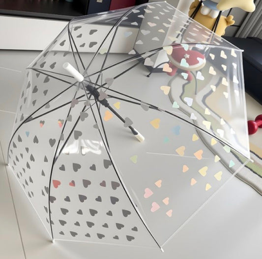 Holographic Heart Clear Umbrella