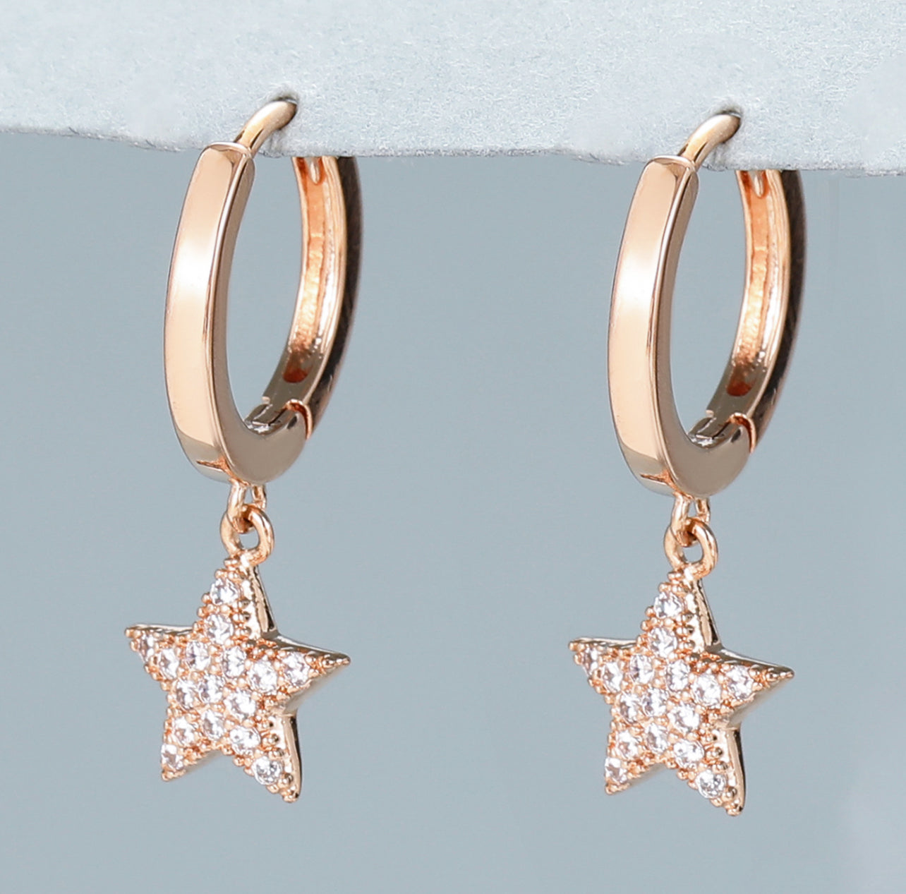 Star Drop on Hoop Earrings