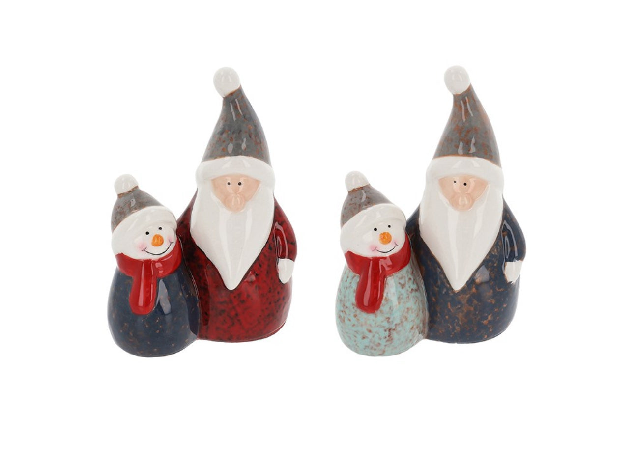 Ceramic Santa and Snowman