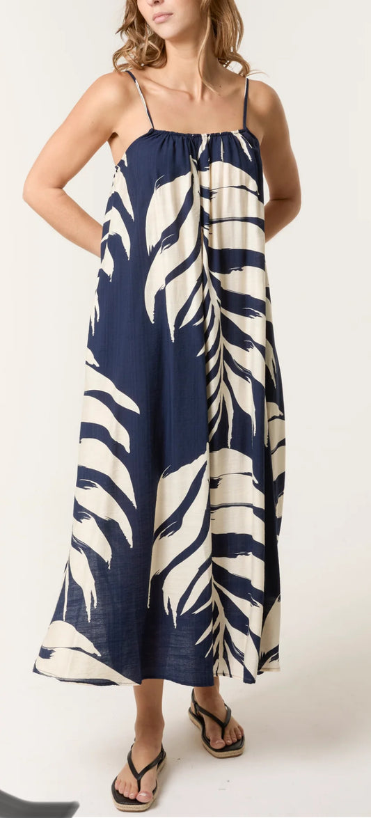 Navy Leaf Dress
