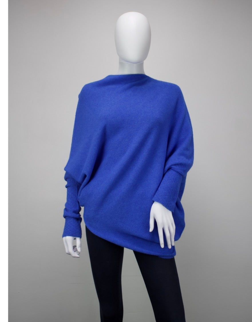 Asymmetrical Jumper with Waffle Sleeve