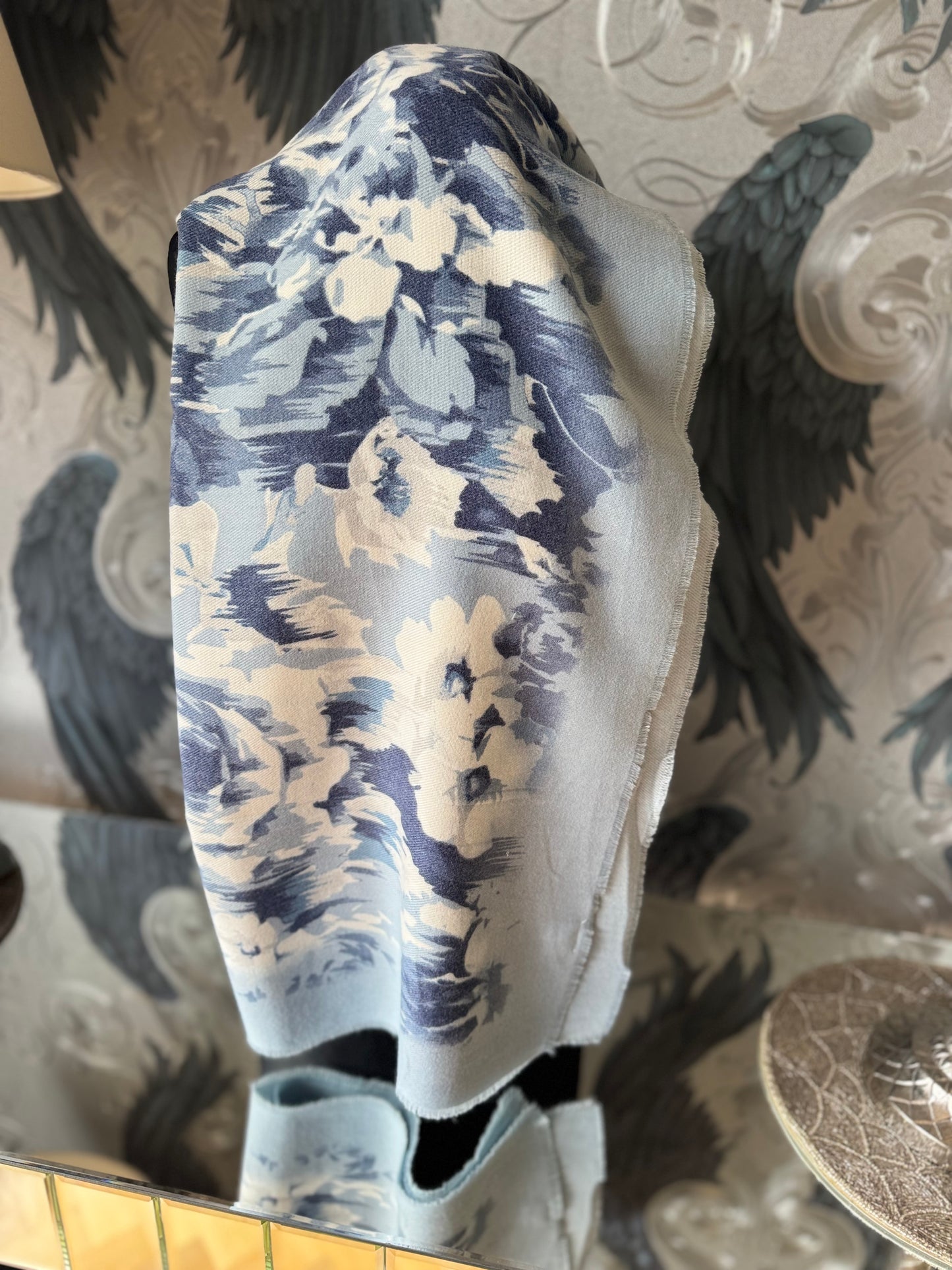 Soft Blue Floral Scarf