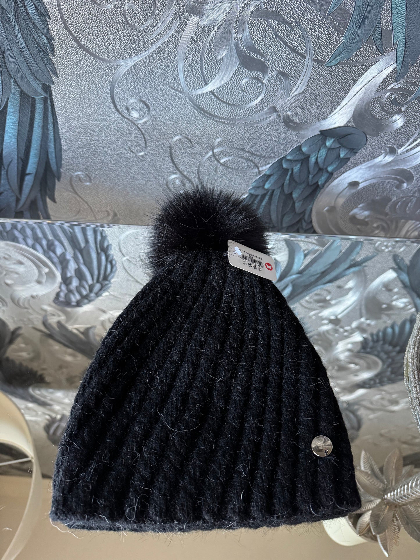 Lurex Wool Mix Sparkle Pom Hat