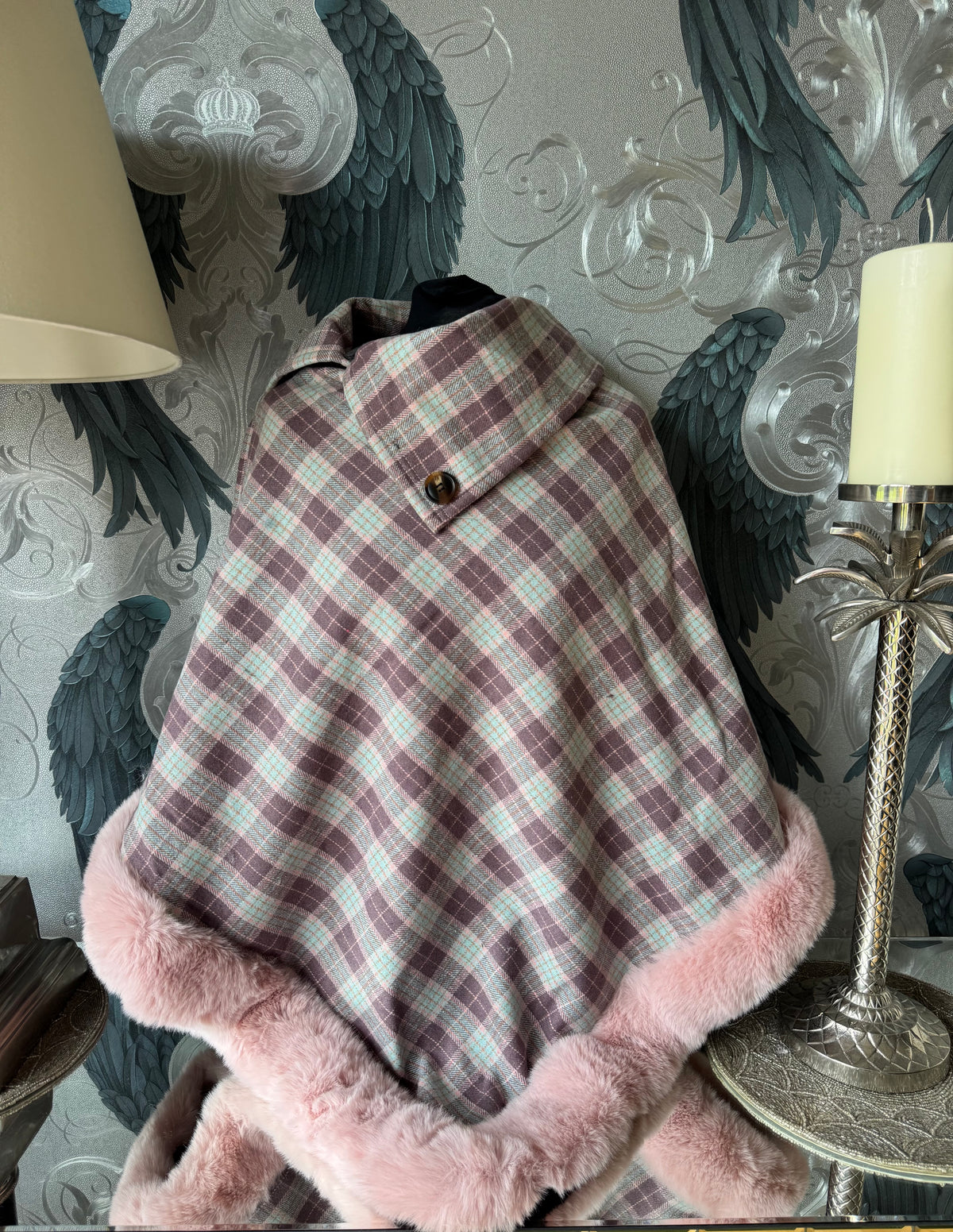 Fleece Lined Tartan Poncho