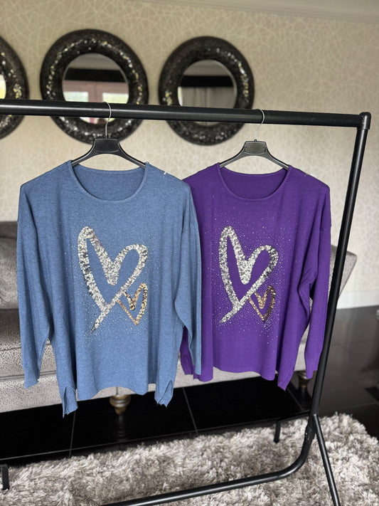 Sequin Heart Jumper