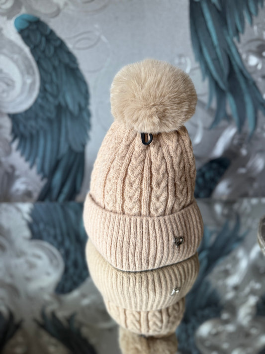 Fleece Cable Knit Hat