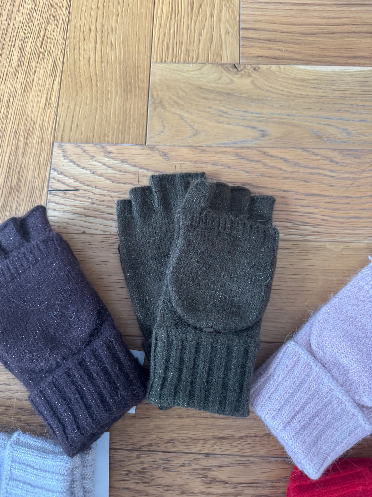 Fingerless Gloves with Flip Cover - subtle sparkle