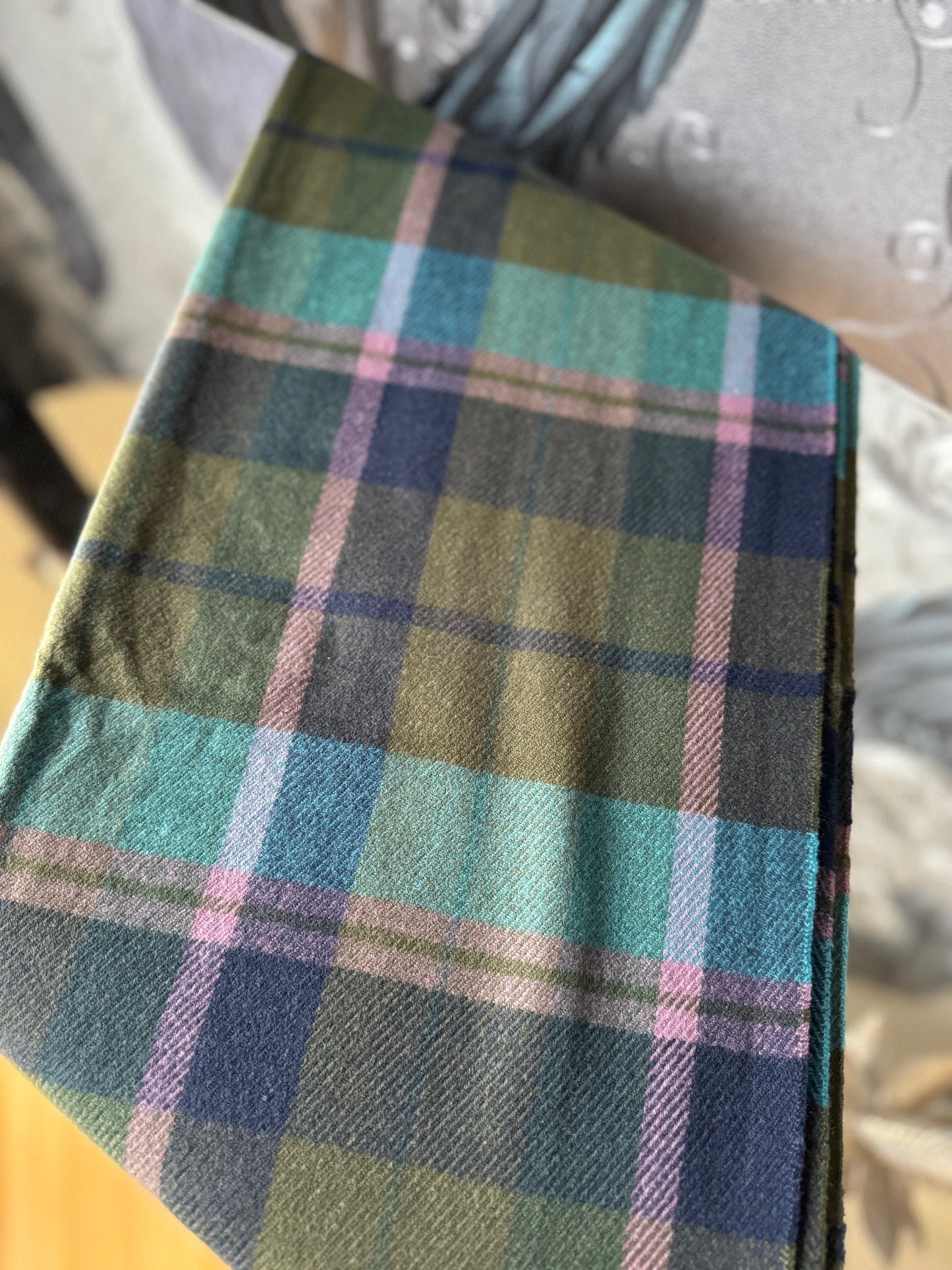 Green and Teal Tartan Scarf