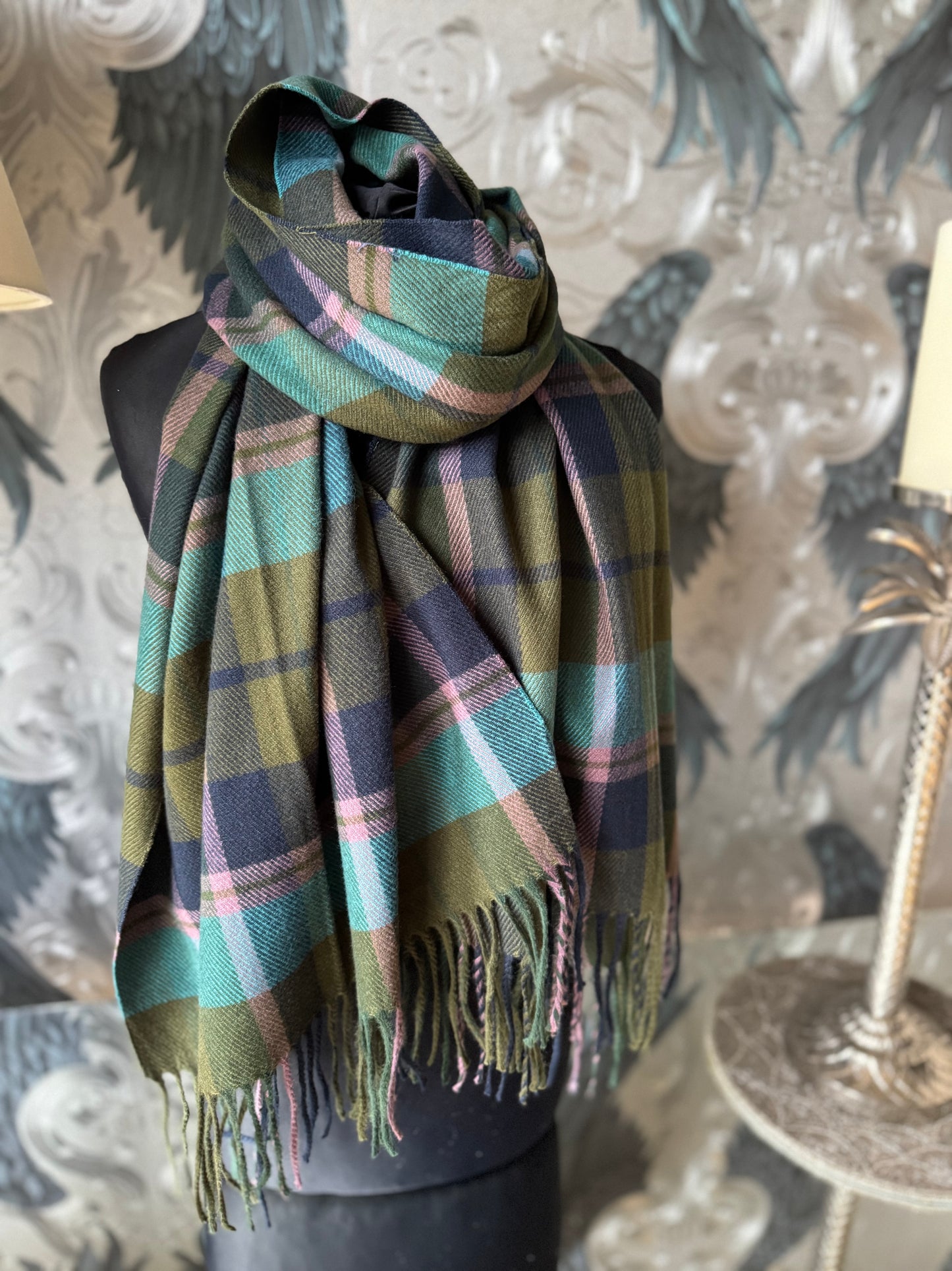Green and Teal Tartan Scarf