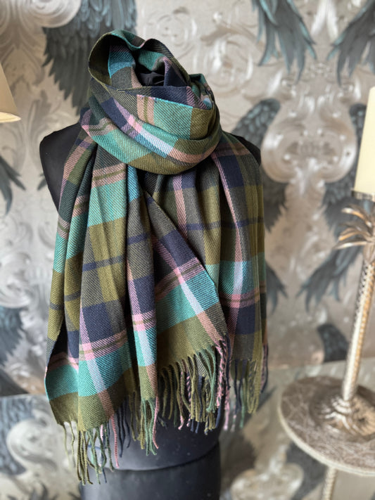 Green and Teal Tartan Scarf