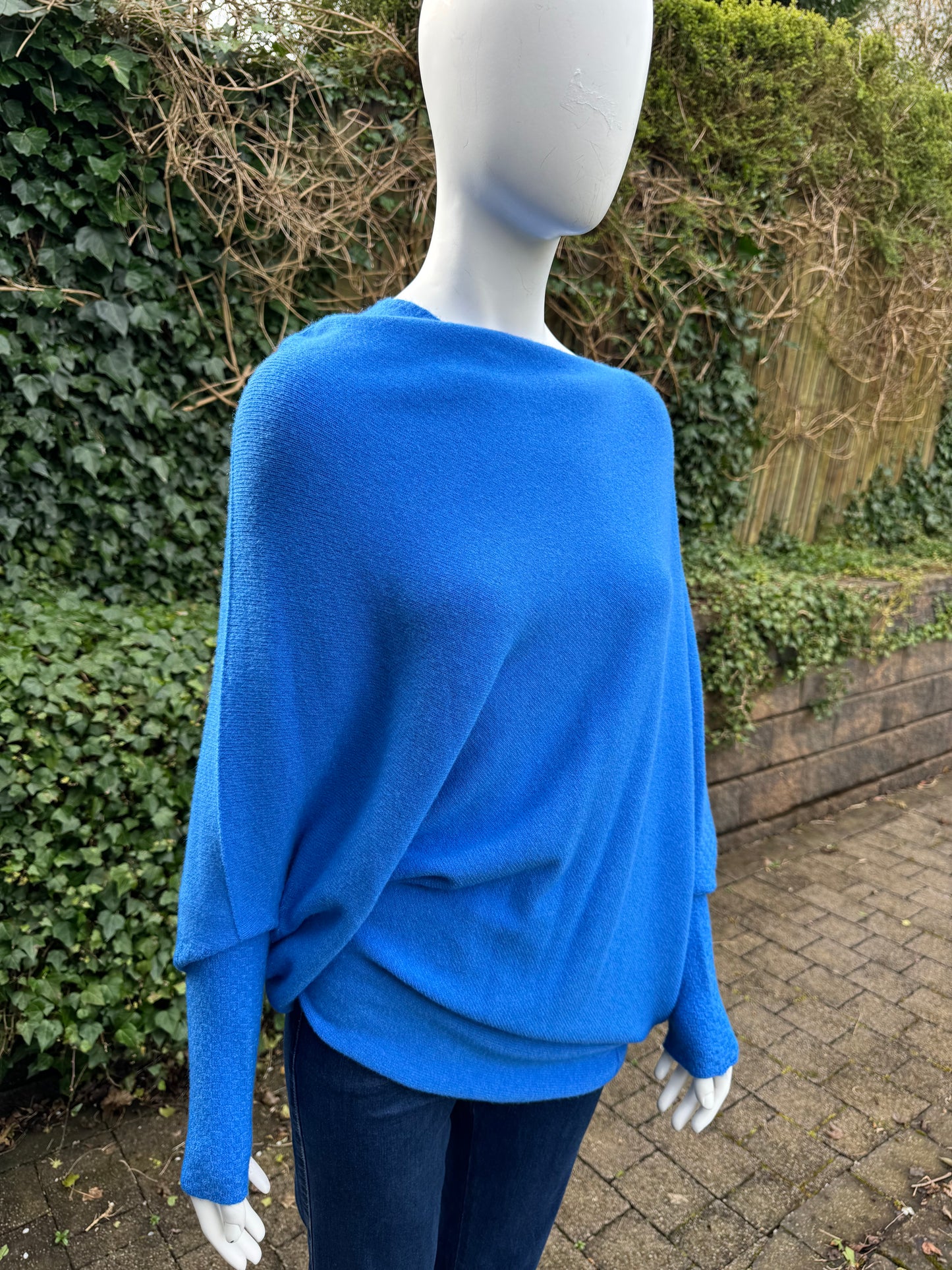 Asymmetrical Jumper with Waffle Sleeve