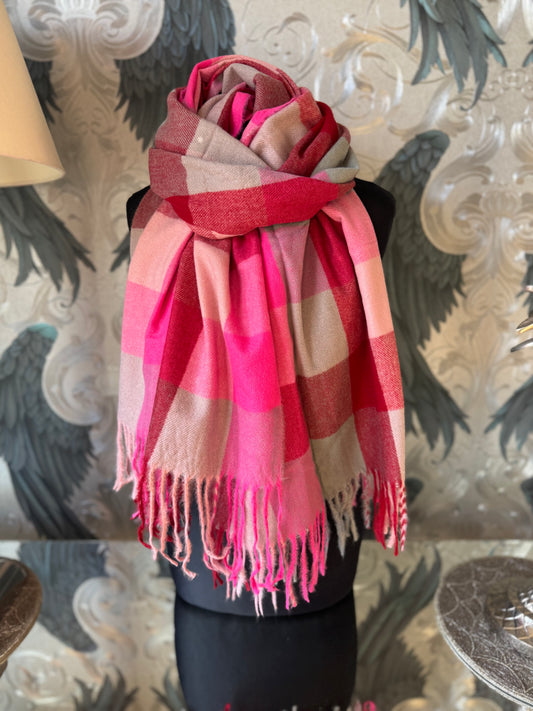 Pink Checked Scarf