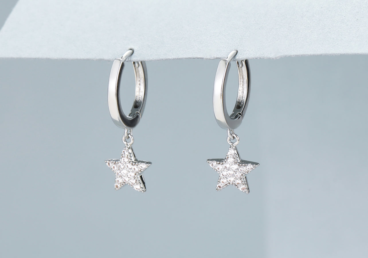 Star Drop on Hoop Earrings