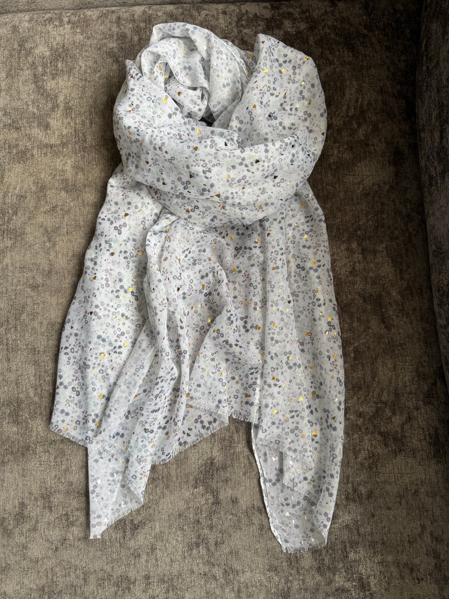 White and Gold Foil Scarf