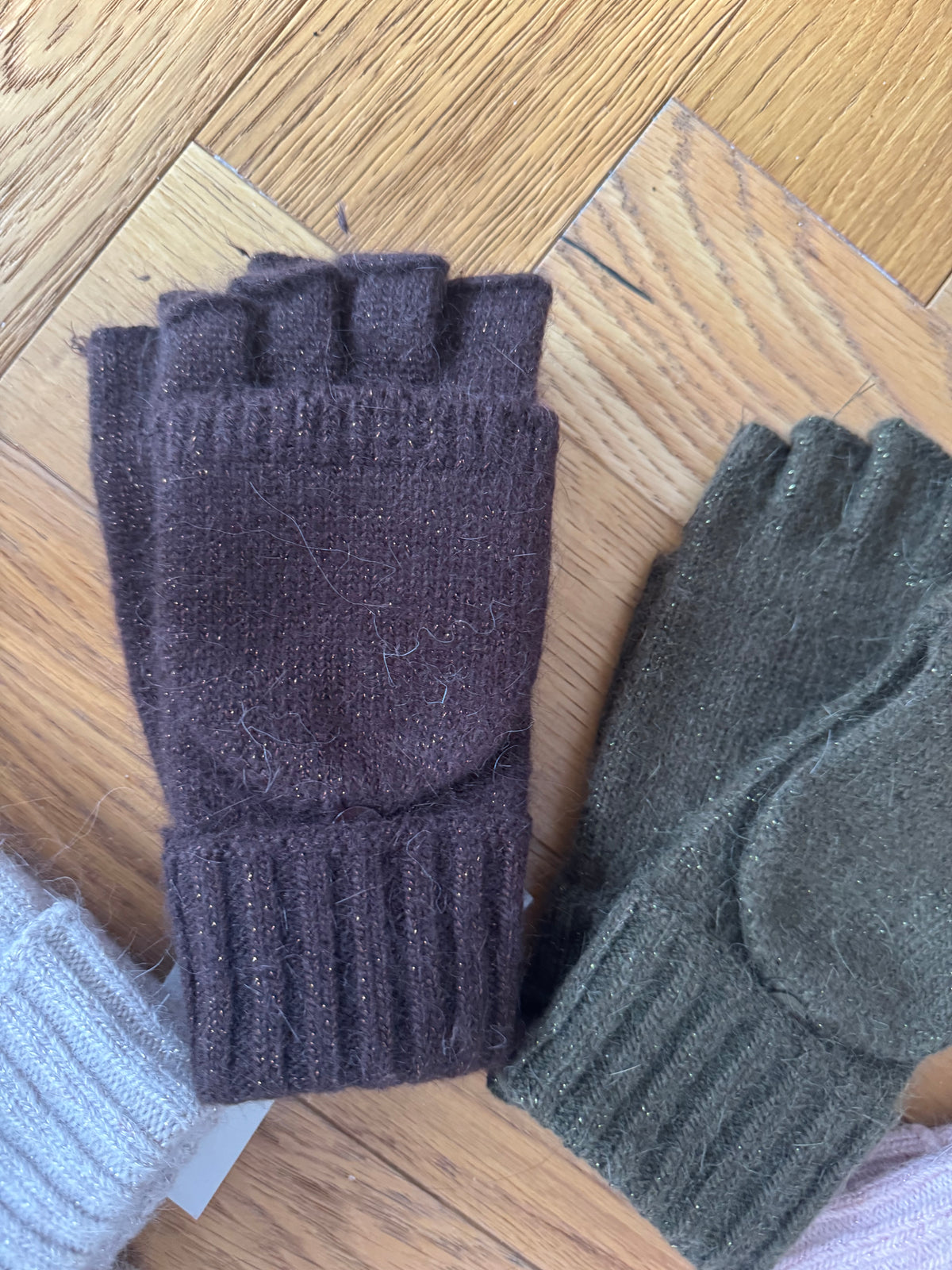 Fingerless Gloves with Flip Cover - subtle sparkle