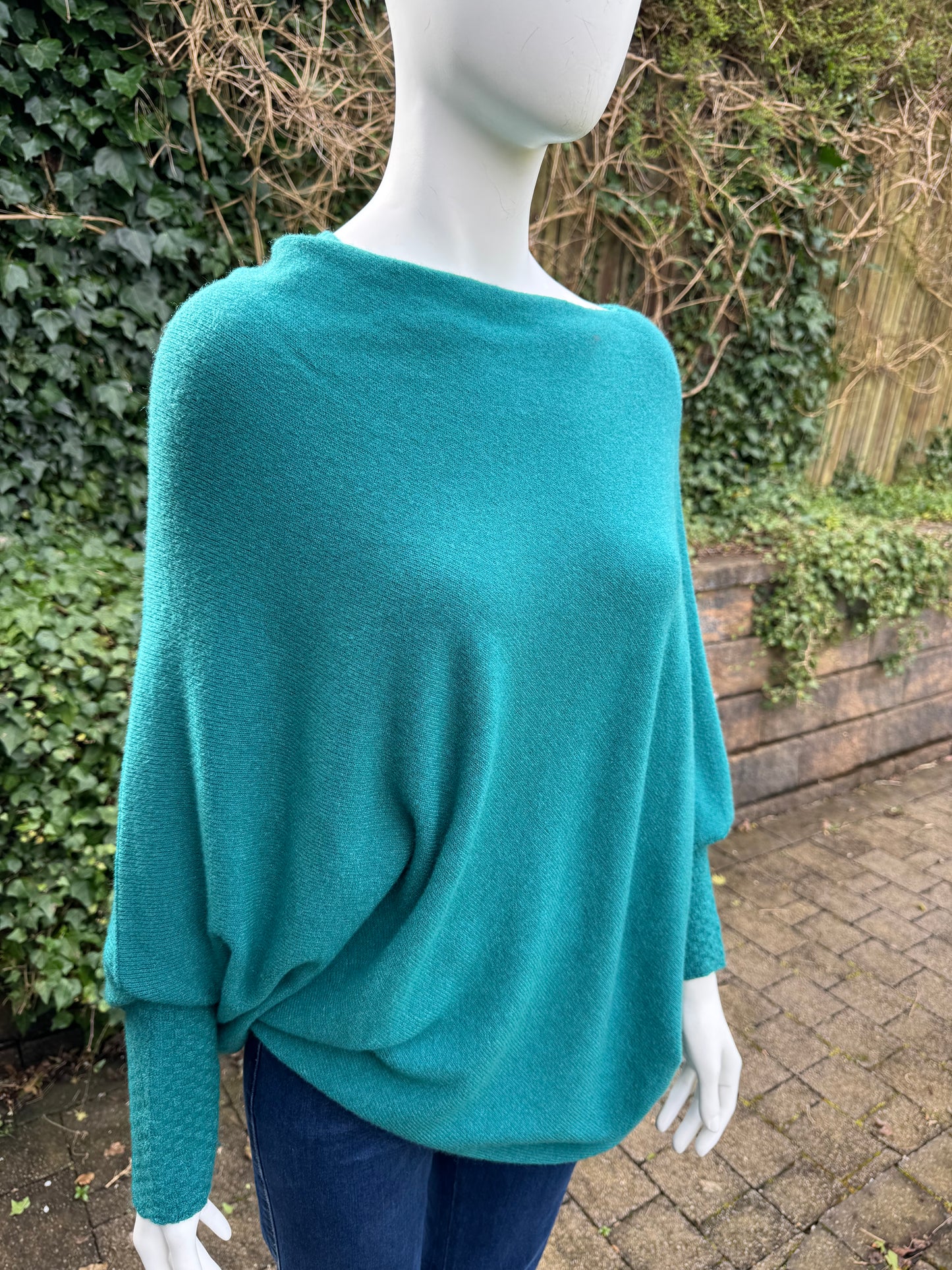 Asymmetrical Jumper with Waffle Sleeve