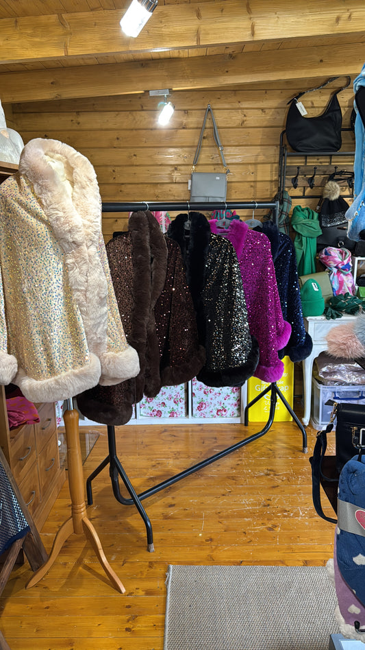 Sequin Fleece Lined Cape