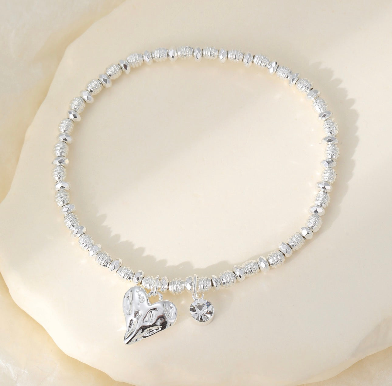 SS26 Hammered Heart with Charm Bracelet