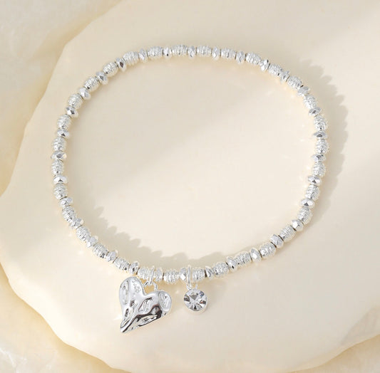 SS26 Hammered Heart with Charm Bracelet
