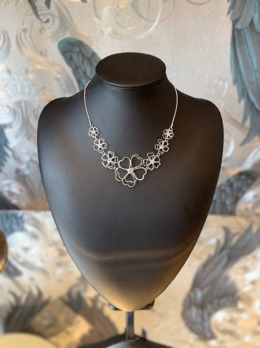 Wire Flower Statement Necklace