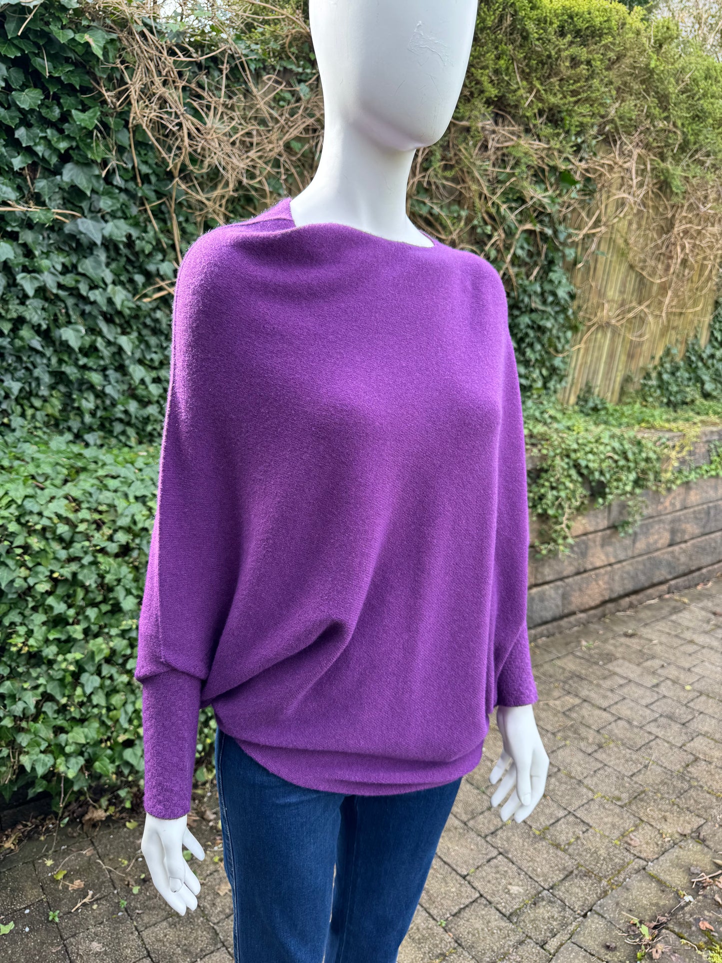 Asymmetrical Jumper with Waffle Sleeve