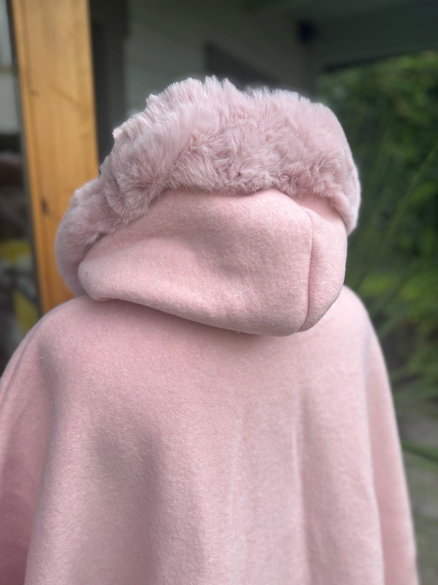 Fleece Lined Poncho with Hood