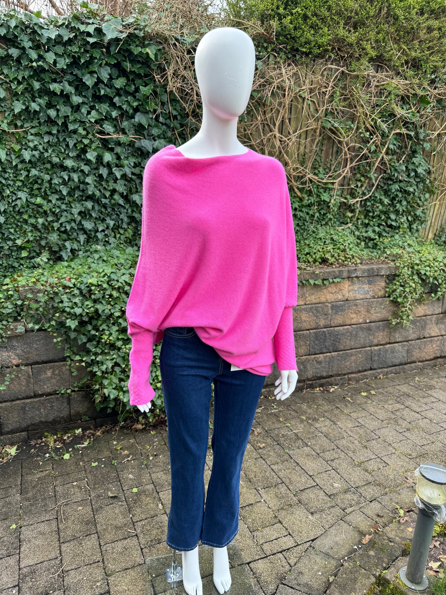 Asymmetrical Jumper with Waffle Sleeve