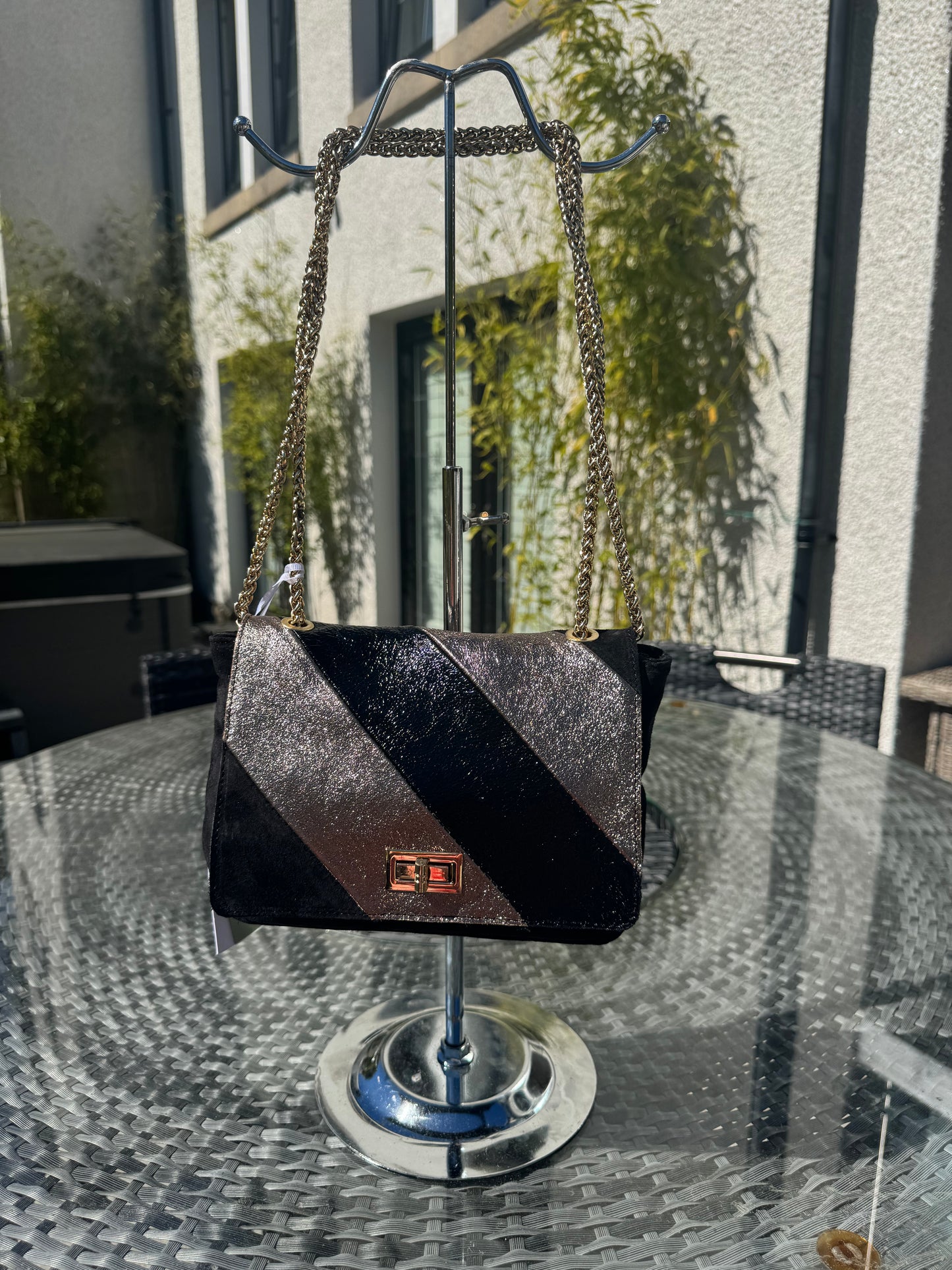 Limited Edition Suede and Leather Metallic Bag