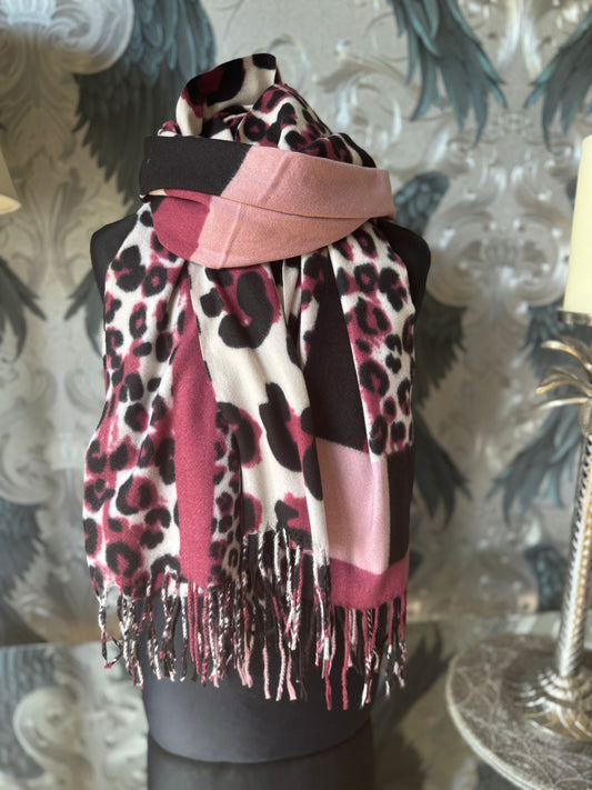 Rose and Pink Leopard Scarf
