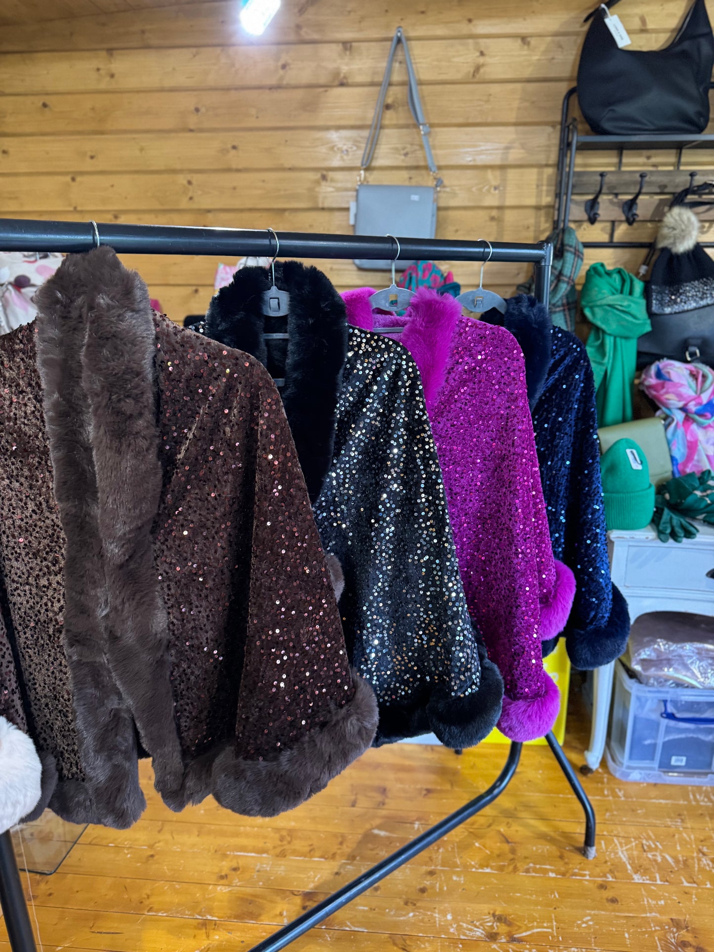 Sequin Fleece Lined Cape