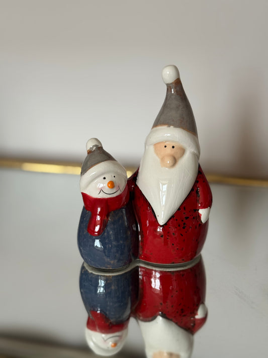Ceramic Santa and Snowman