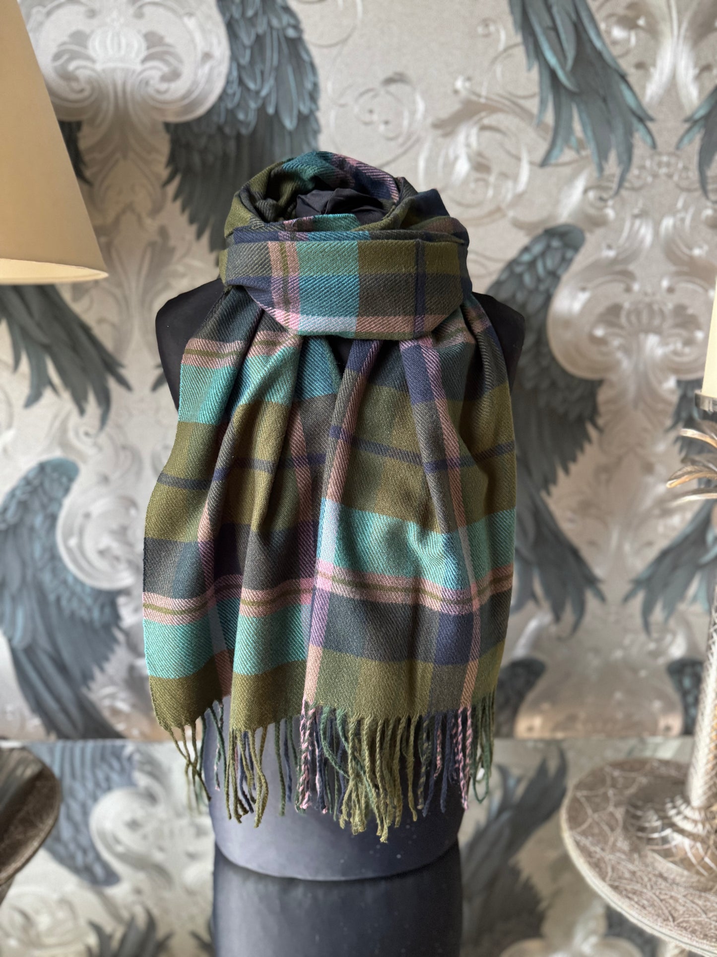 Green and Teal Tartan Scarf