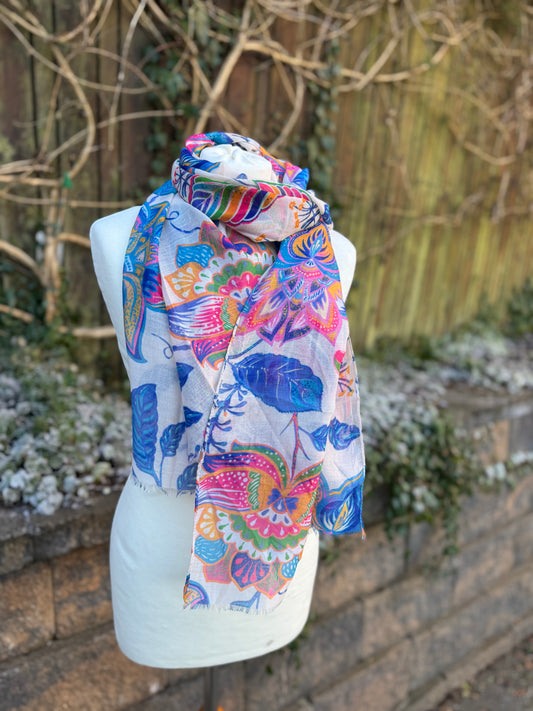 Royal Blue and White Scarf