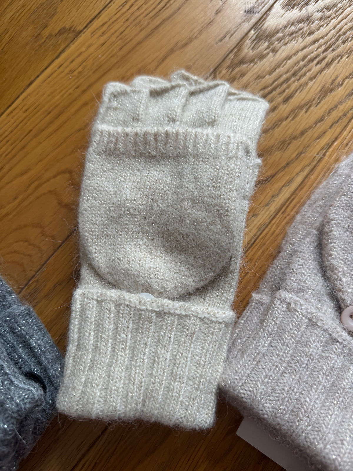 Fingerless Gloves with Flip Cover - subtle sparkle