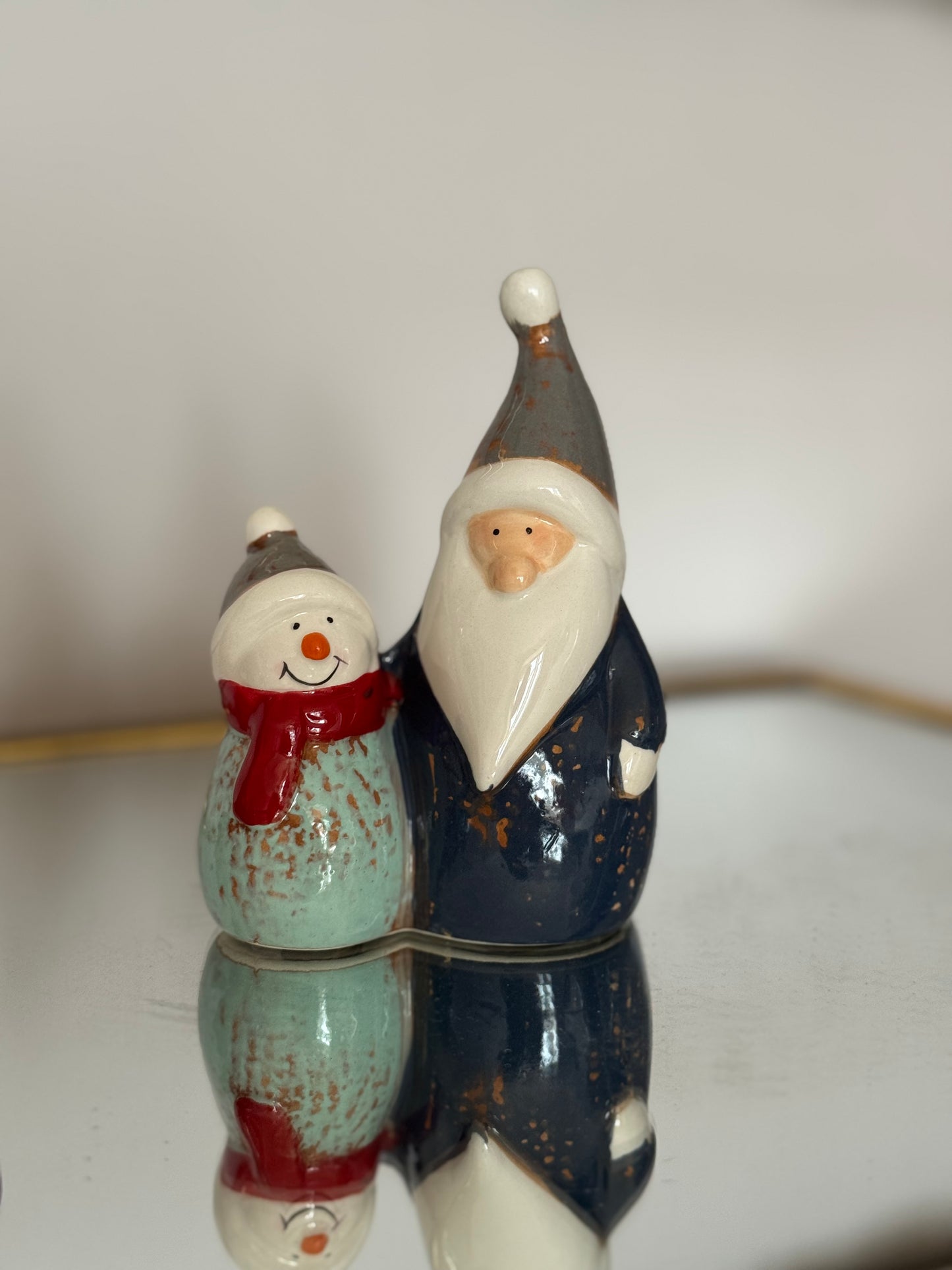 Ceramic Santa and Snowman