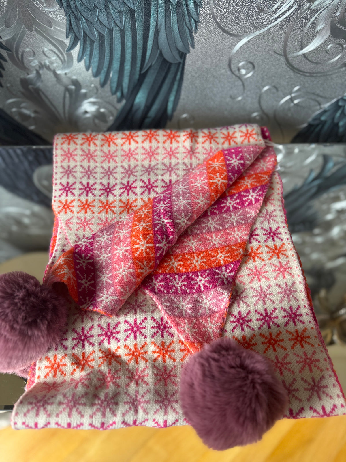 Pom Snowflake Scarf